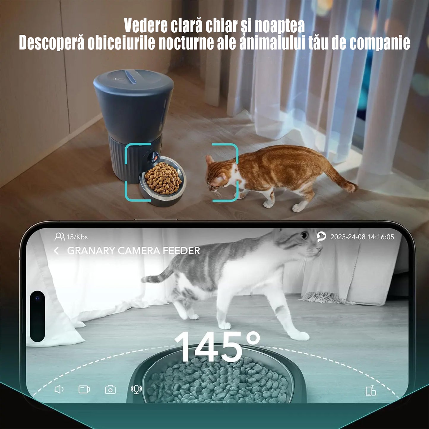 Hranitorul Inteligent Pawzo - 4L Capacitate si Camera HD